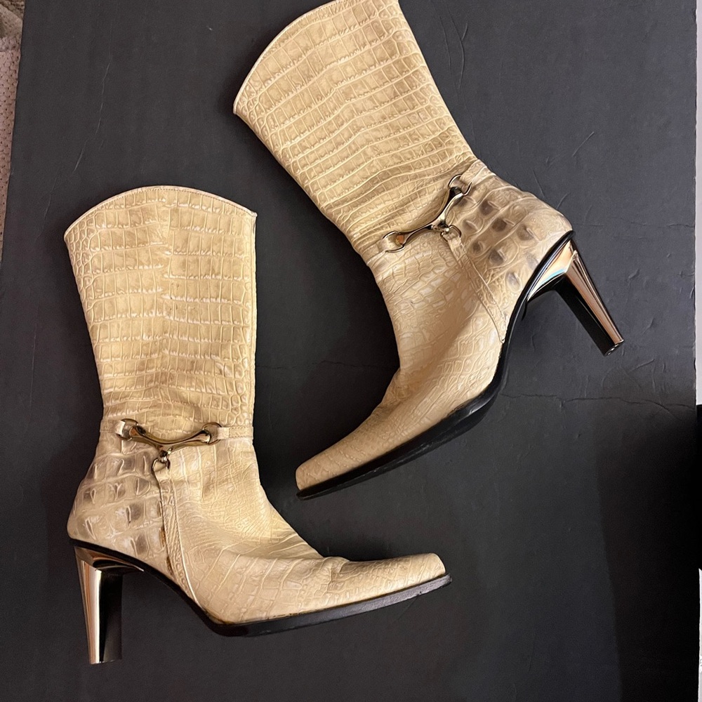 Nando Muzi Croc Embossed Heeled Boots